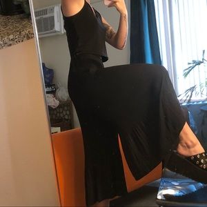 Wide flare pleated pants